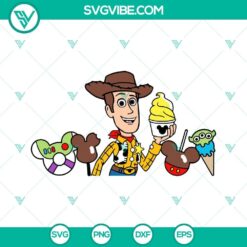 Disneyland snacks SVG files featuring Woody from Toy Story, perfect for Cricut cutting machines. EPS, PNG, and DXF formats included.