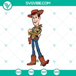 Woody Toy Story SVG files for Cricut and Silhouette, with PNG, DXF, and EPS formats available for download.