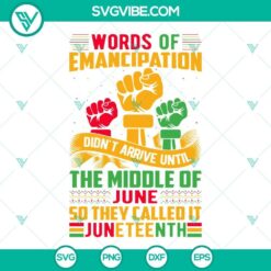 Juneteenth SVG files with Words of Emancipation design, perfect for crafting projects and celebrations.