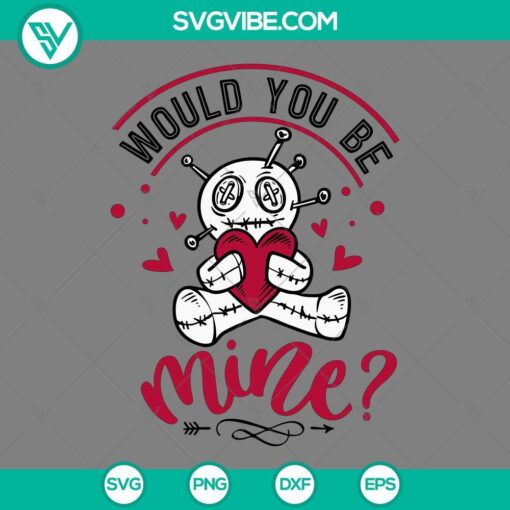 Valentine quotes SVG file with "Would You Be Mine" design, available in PNG, EPS, and DXF formats. Perfect for Valentine's Day crafts.
