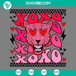 Xoxo Jaguar valentine SVG design with heart and Xoxo words, perfect for digital download.