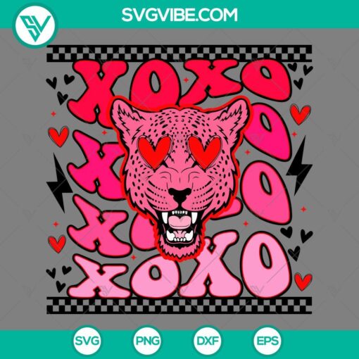 Xoxo Jaguar valentine SVG design with heart and Xoxo words, perfect for digital download.