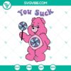 Angry bear holding "You Suck" sign, SVG download for Cricut, Silhouette, features PNG, DXF, EPS formats. Ideal for cutting machines, crafts.
