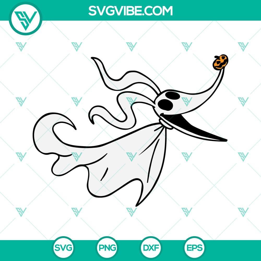 Zero Nightmare Before Christmas Svg, Zero Svg, Halloween Svg Zero Nightmare Before Christmas SVG featuring Zero the ghost dog, Halloween-themed design for craft projects and decorations.