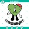 Zombie Bad Bunny Heart Halloween SVG with Spooky Un Halloween Sin Ti lyrics, perfect for Halloween crafts.