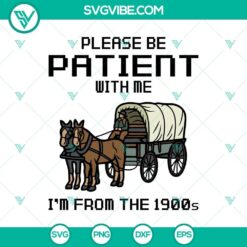 Vintage style 1900s "Born Please Be Patient" SVG cut file and PNG design - ideal for crafters and nostalgic projects.