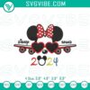 2024 Disney trip Minnie airplane embroidery design, travel-themed stitch file for crafters.