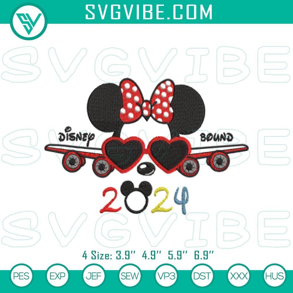 2024 Disney Trip Minnie Airplane Embroidery Designs 2024 Disney trip Minnie airplane embroidery design, travel-themed stitch file for crafters.
