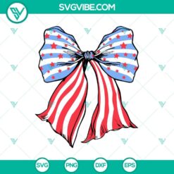 Red, white, and blue 4th of July Coquette Bow SVG with patriotic American design for crafting projects.