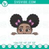Embroidery pattern of Afro Puffs Girl peeking, African American kids design. Ideal for digital projects.