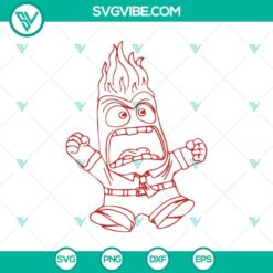 Anger Inside Out 2 SVG digital files for Cricut and Silhouette, featuring the character Anger from Inside Out. Ideal for crafting projects.