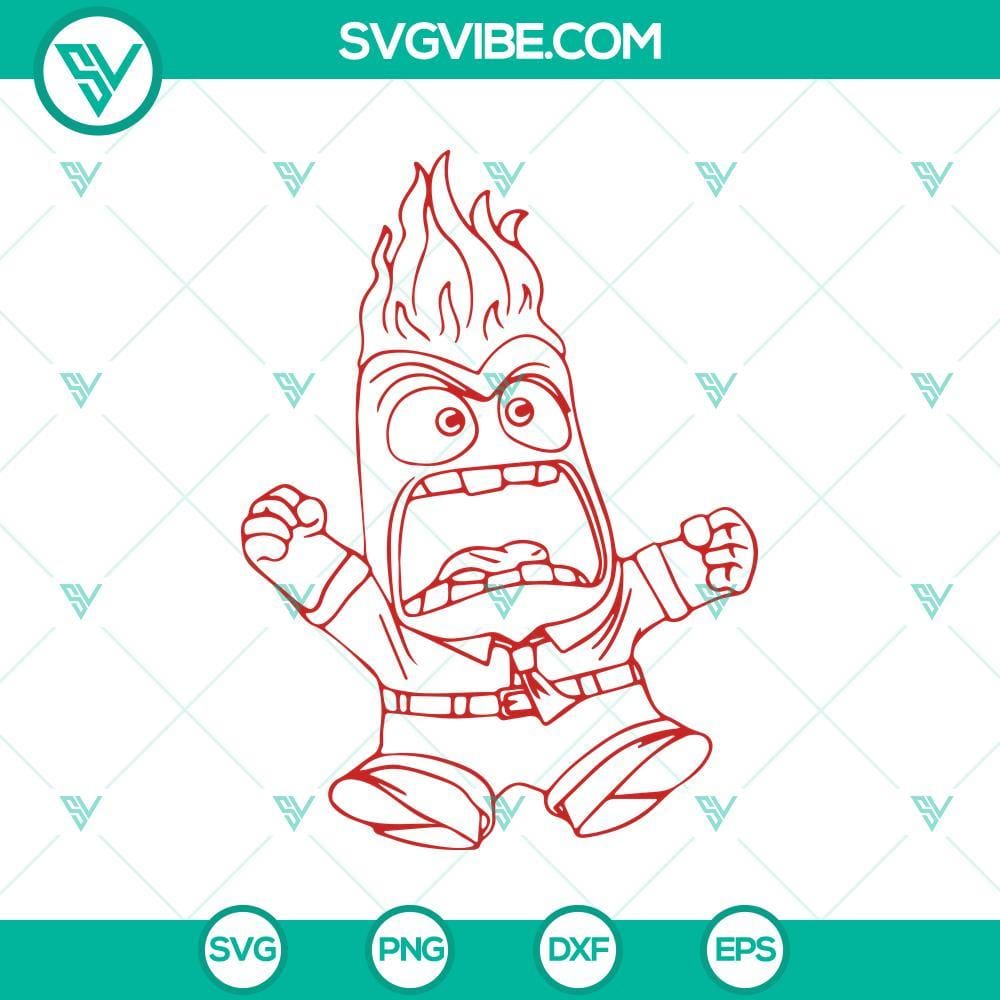 Anger Inside Out 2 SVG Digital Files, Silhouette Anger Inside Out 2 SVG Cricut Anger Inside Out 2 SVG digital files for Cricut and Silhouette, featuring the character Anger from Inside Out. Ideal for crafting projects.
