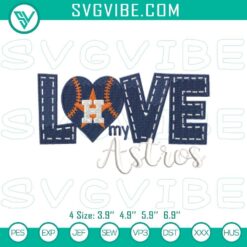 Astros love embroidery pattern featuring Houston baseball machine design with intricate stitches.