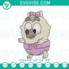 Bluey puppy cartoon judo embroidery designs for baby clothing, cute and playful dog patterns.