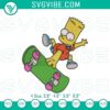 Bart Simpson skateboarding embroidery patterns, vintage cartoon stitch design with classic character.