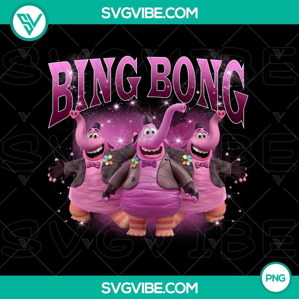 Bing Bong Inside Out 2 PNG Sublimation Design Bing Bong character design from Inside Out 2 movie rendered as a PNG sublimation print.