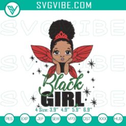 Black Princess Embroidery Pattern, Magical Girl Stitch Design