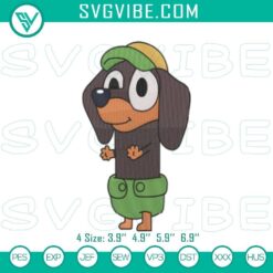 Bluey & Baby Snickers embroidery design files, adorable cartoon stitch patterns for creative projects.