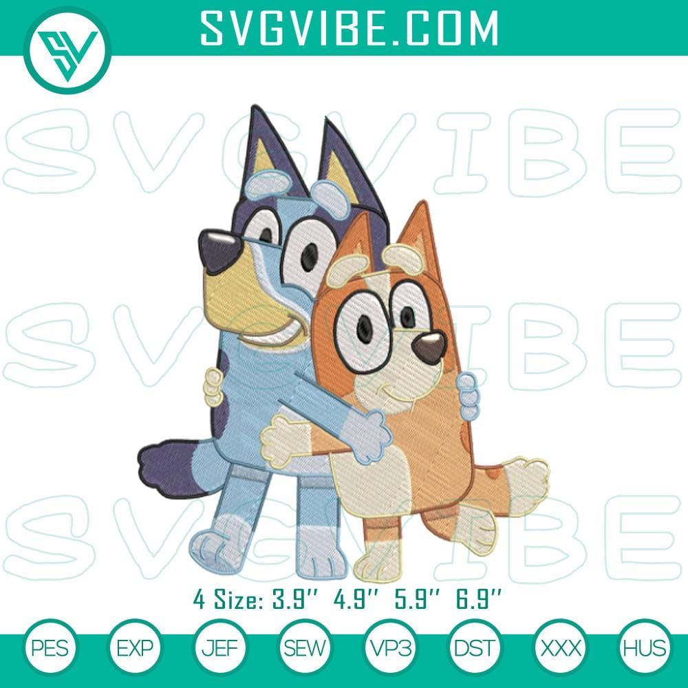 Bluey & Bingo Embroidery Design Files for Machines Bluey & Bingo cartoon embroidery design files for machine stitching - cute patterns for crafts and projects.