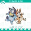 Bluey & Bingo cartoon embroidery design files with playful stitch pattern, ideal for DIY projects.