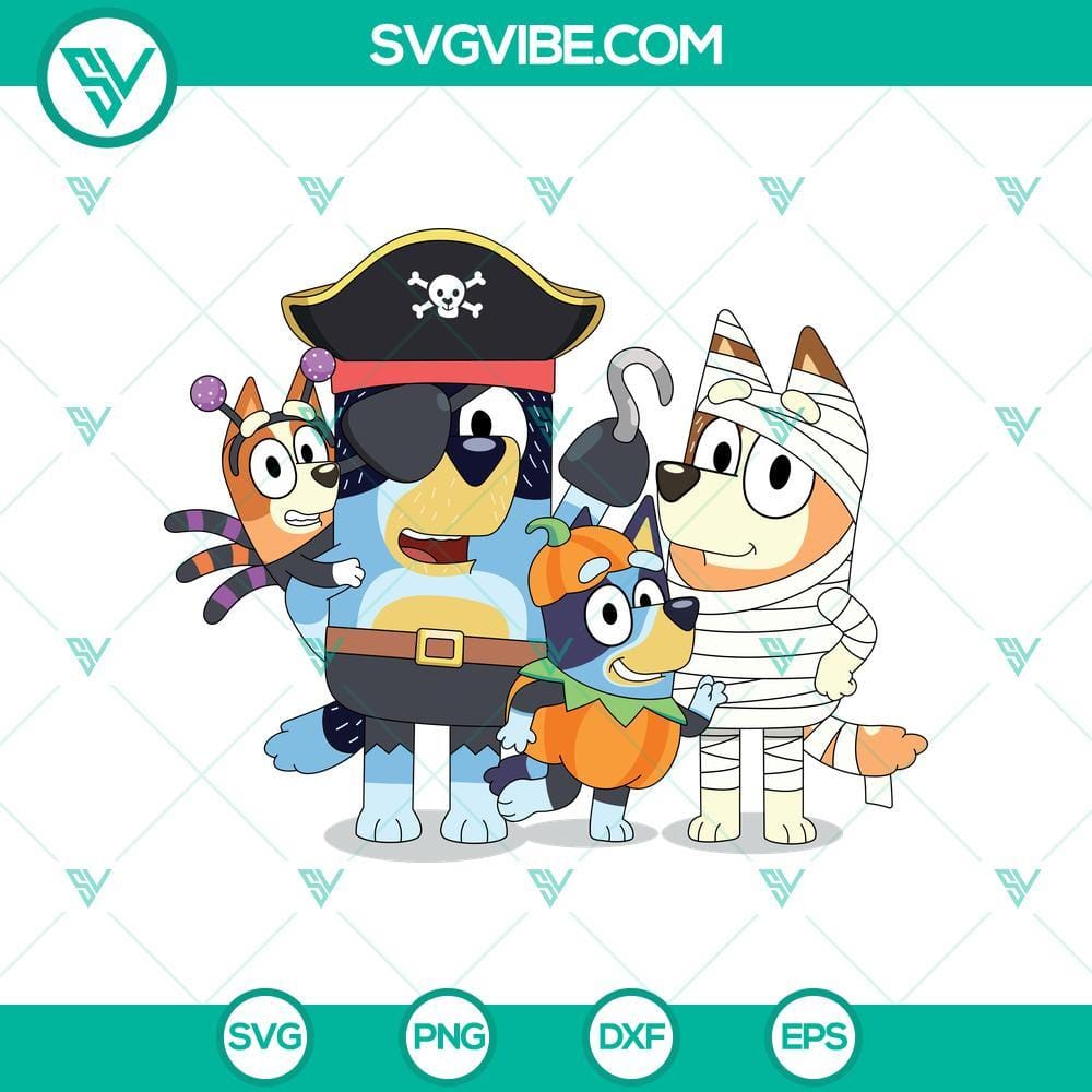 Bluey Family Halloween Horror SVG Pack Bluey family Halloween horror SVG pack, featuring spooky and creative designs perfect for Halloween crafts and projects.