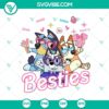 Bluey, Bingo, and Muffin best friends cartoon characters SVG design for Disney fans.