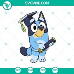 Bluey Grad, Academy, and Learner SVG bundle for graduation designs, with blue graduation caps and diploma. Perfect for educational projects.