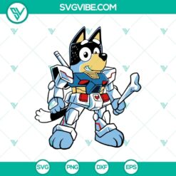 Bluey Gundam robot clipart design in SVG and PNG vector format for digital projects.