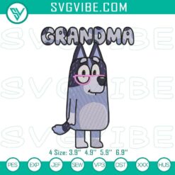 Bluey Nana and Grandma embroidery patterns for cute grandmother designs, digital file download.