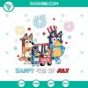 Bluey patriotic 4th July SVG and Bluey American family design in PNG format, perfect for Independence Day themed crafts.