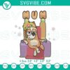 Bluey's Chilli Queen Mum embroidery files featuring a motherhood cartoon pattern for crafting projects.