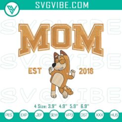 Bluey’s Mum Chilli Heeler embroidery pattern depicting a cartoon motherhood design with cute details.