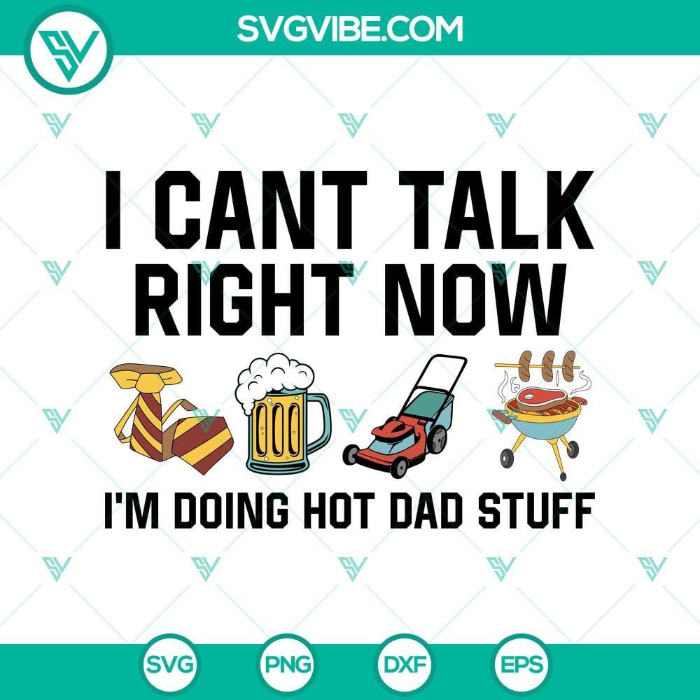 "Busy with Cool Dad Things Svg - Funny Beer & Lawnmower Svg for Father's Day" Funny beer and lawnmower SVG design celebrating fatherhood for Father's Day. Busy with cool dad activities. Great for gifts.