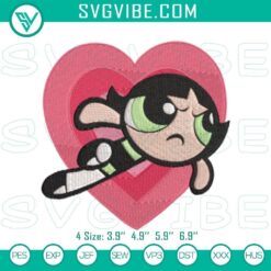 Buttercup embroidery design from The Powerpuff Girls, featuring classic animation stitch files for craft projects.