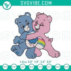 Grumpy & Cheer Bear Care Bears embroidery patterns, classic cartoon stitch files for crafting projects.