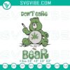 Funny cartoon bear with joint embroidery patterns in a relaxed pose. Unique and playful design for digital products.