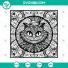 Cheshire Cat & Stained Glass Mandala SVG design inspired by Alice in Wonderland, colorful and whimsical digital art.