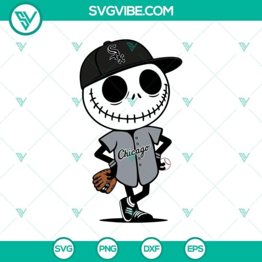 Chicago White Sox Jack Skellington Halloween design in SVG and PNG format for crafting projects.