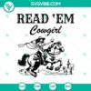 Cowgirl reading SVG with country and western theme for book lovers, featuring a cowgirl and books. Perfect SVG for bookworm cowgirls.