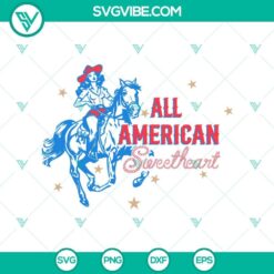 Cowgirl and horse patriotic SVG design for 4th of July celebration.