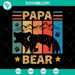 Vector illustration of a Dad Bear with "Papa Bear" text, perfect for Father's Day design, features a cute bear graphic.