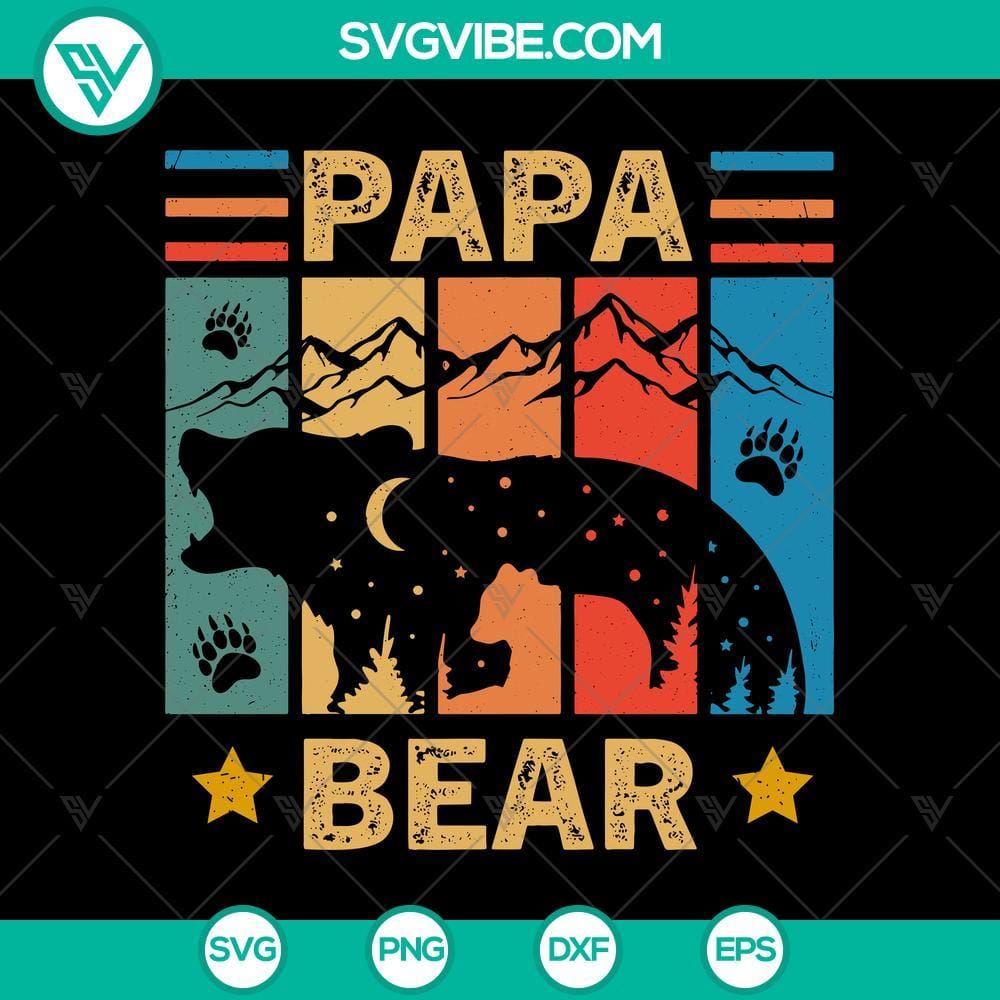 Dad Bear Vector, Papa Bear Graphic, Father's Day Design Vector illustration of a Dad Bear with "Papa Bear" text, perfect for Father's Day design, features a cute bear graphic.