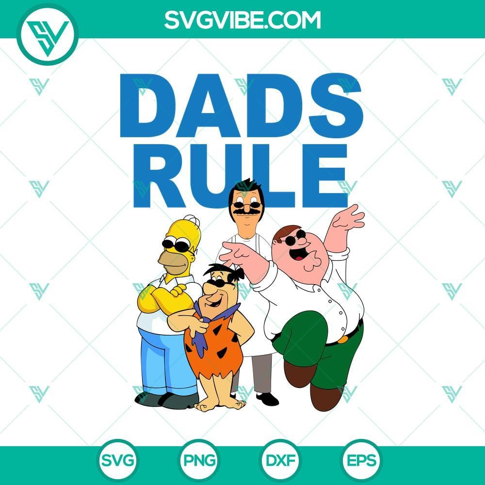 Dad Icons SVG: Homer, Bob, Fred, Peter - Happy Father's Day SVG Dad Icons SVG featuring Homer, Bob, Fred, and Peter characters for Happy Father's Day celebration.