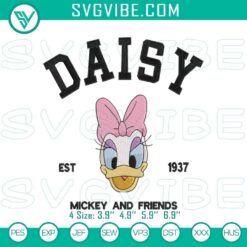 Disney Daisy Duck embroidery pattern files, classic character stitch design for crafting projects.