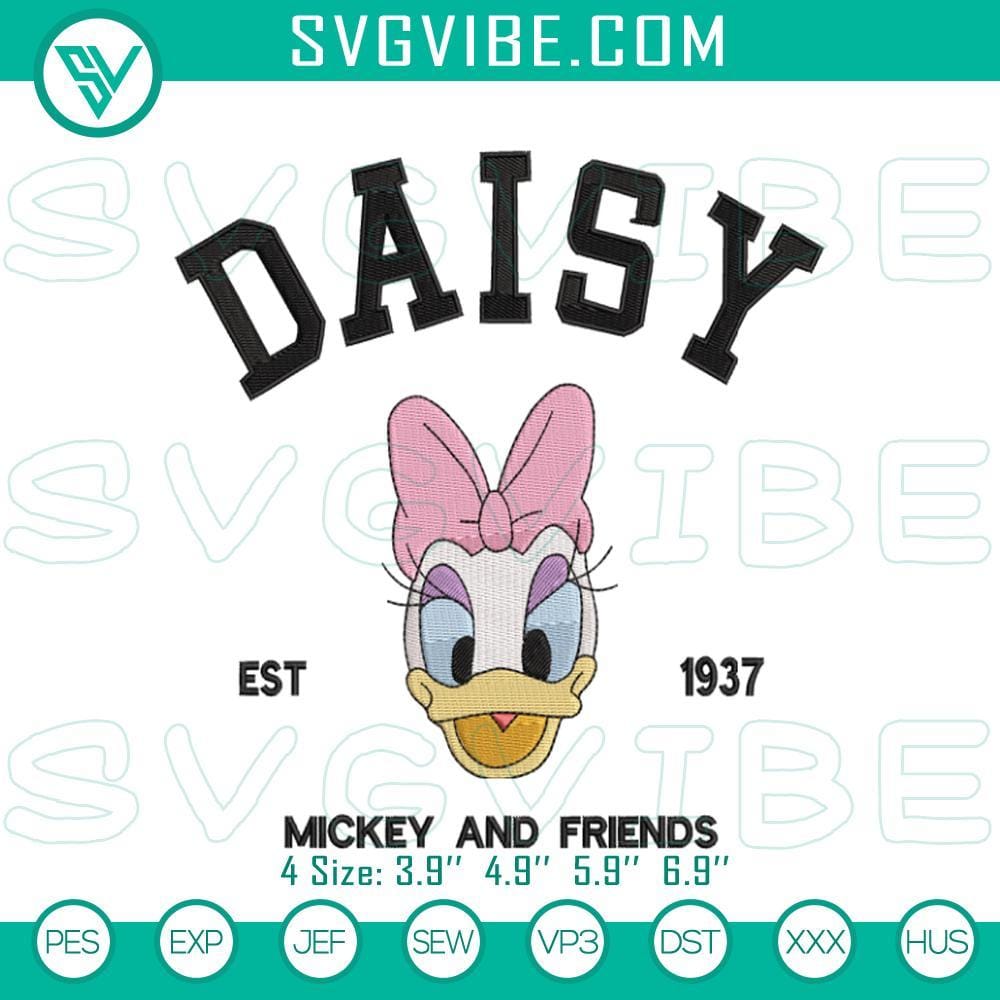 Daisy Duck Embroidery Pattern Files Disney Daisy Duck embroidery pattern files, classic character stitch design for crafting projects.