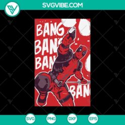 Deadpool comic action design in SVG and PNG format, featuring Marvel's Deadpool character. Perfect for fan art and graphic projects.