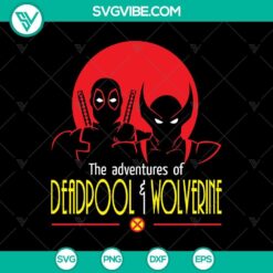 Deadpool & Wolverine Adventures SVG PNG clipart silhouette, featuring comic book characters in action poses. Great for digital projects.