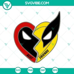 Deadpool & Wolverine best friends forever heart-shaped SVG file for digital downloads. Perfect for Marvel fans.