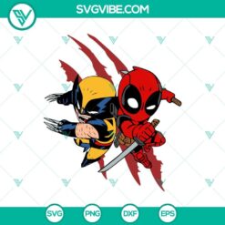 Deadpool and Wolverine characters clipart in SVG and PNG format for digital projects, fan art, or merchandise.