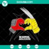 Deadpool and Wolverine heart hands design in SVG and PNG formats for digital use. Perfect for fans of Marvel superheroes.